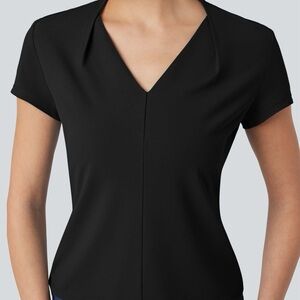 Halara V Neck Short Sleeve Work Top-Size Large